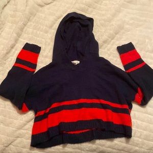 red and blue striped cropper sweater